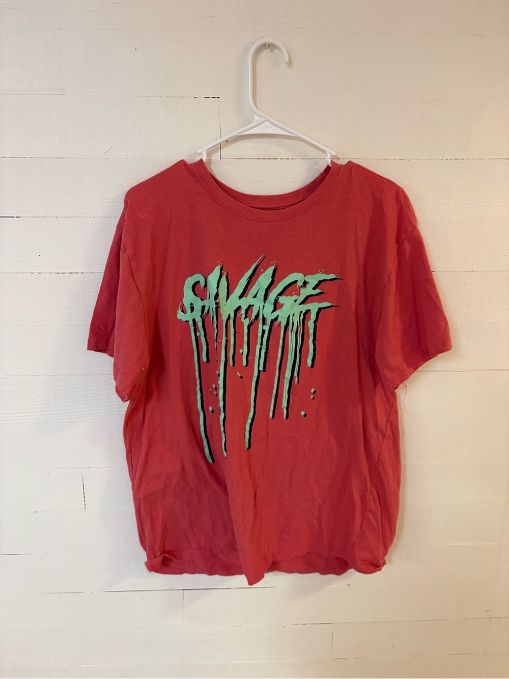 Brooklyn Vertical Savage Teddy Bear Graphic T Shirt Red Size L
